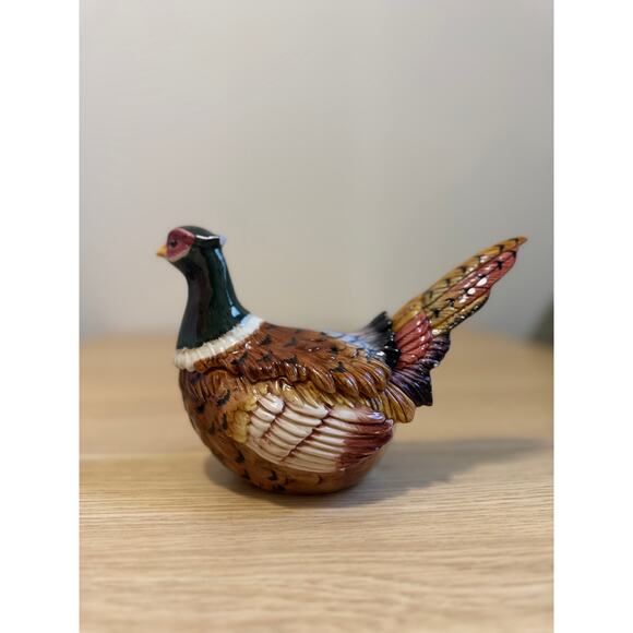 Fitz and Floyd Ceramic Pheasant Lidded Trinket Box VINTAGE - Picture 3 of 9
